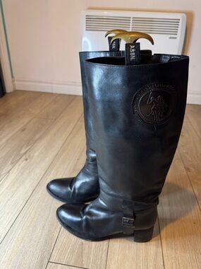 U.S. Polo Assn. Black Leather Knee-High  Boots